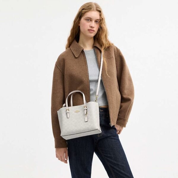 Coach Mollie Tote Bag 25 In Signature Canvas white