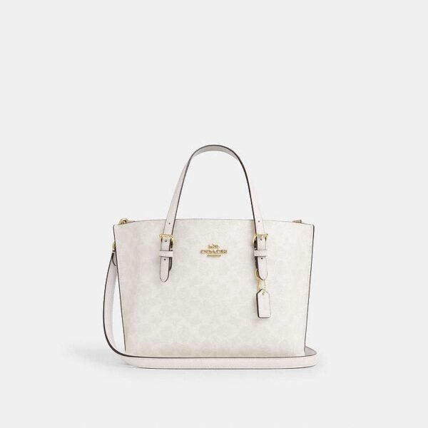 Coach Mollie Tote Bag 25 In Signature Canvas white