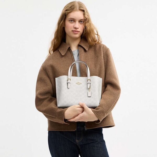 Coach Mollie Tote Bag 25 In Signature Canvas white