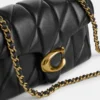 Coach Tabby Shoulder Bag 20 With Quilting leather Black Gold