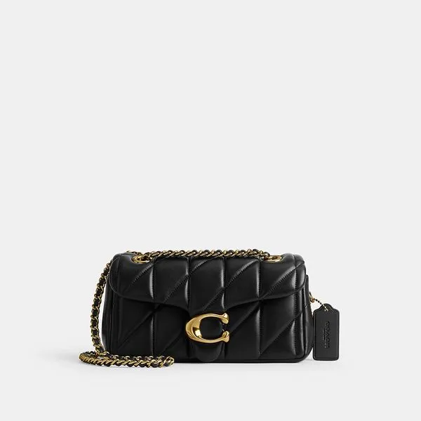 Tabby Shoulder Bag 20 With Quilting leather Black Gold
