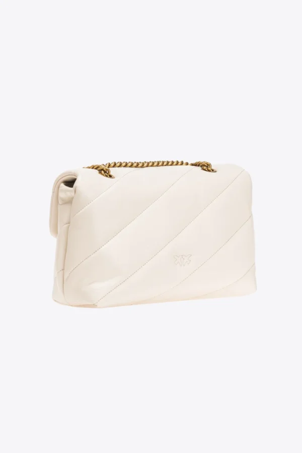 Pinko Classic Love Bag Puff Maxi Quilt WHITE WHITE-ANTIQUE GOLD