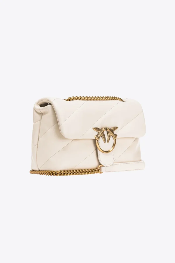 Pinko Classic Love Bag Puff Maxi Quilt WHITE WHITE-ANTIQUE GOLD