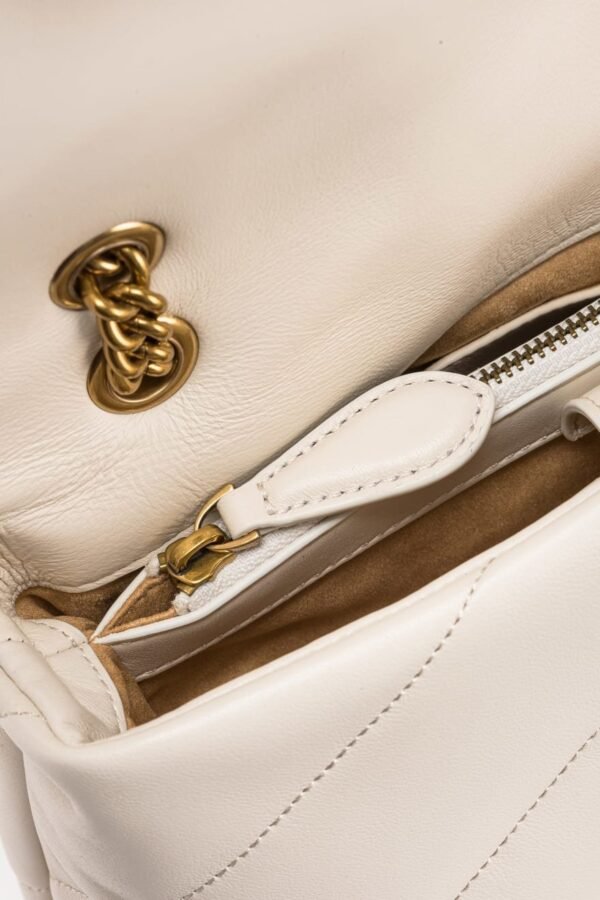 Pinko Classic Love Bag Puff Maxi Quilt WHITE WHITE-ANTIQUE GOLD