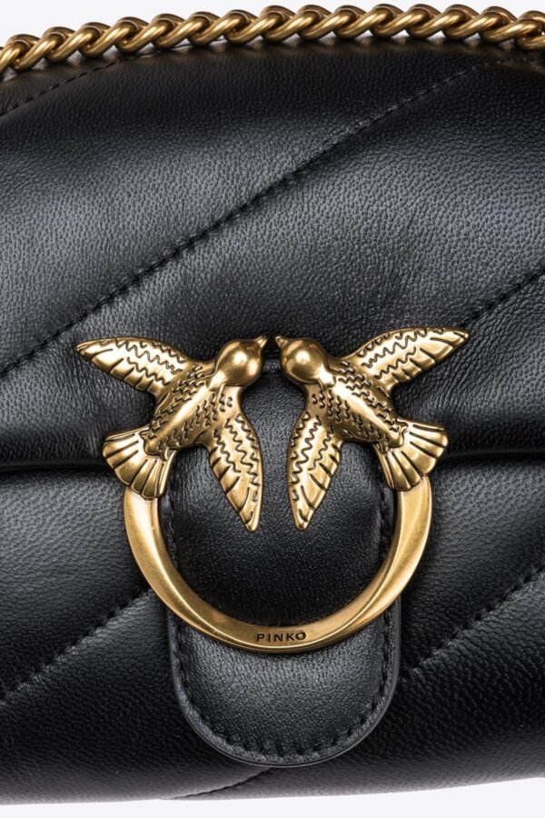 Pinko Mini Love Bag Puff Maxi Quilt BLACK-ANTIQUE GOLD
