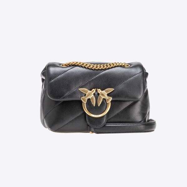 Pinko Mini Love Bag Puff Maxi Quilt BLACK-ANTIQUE GOLD