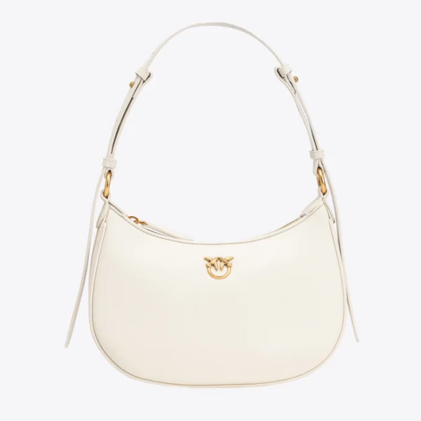 Pinko Mini Love Bag Half Moon Simply WHITE WHITE-ANTIQUE GOLD