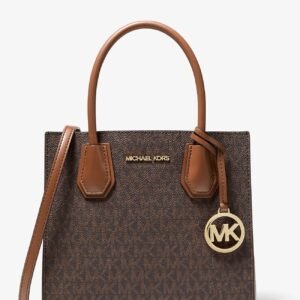 Mercer Medium Logo and Leather Accordion Crossbody Bag BROWN