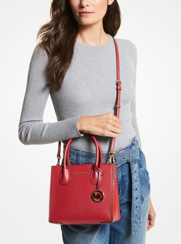 Michael Kors Mercer Medium Pebbled Leather Crossbody Bag BRIGHT RED