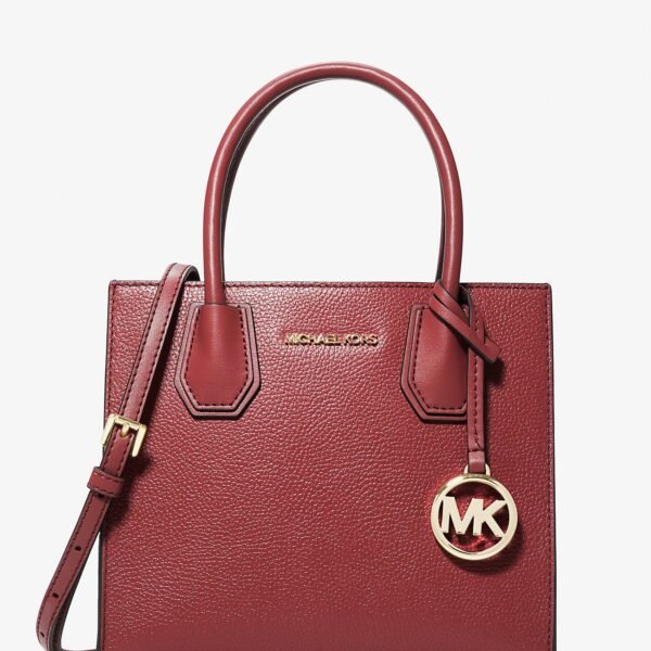 Michael Kors Mercer Medium Pebbled Leather Crossbody Bag DARK CHERRY