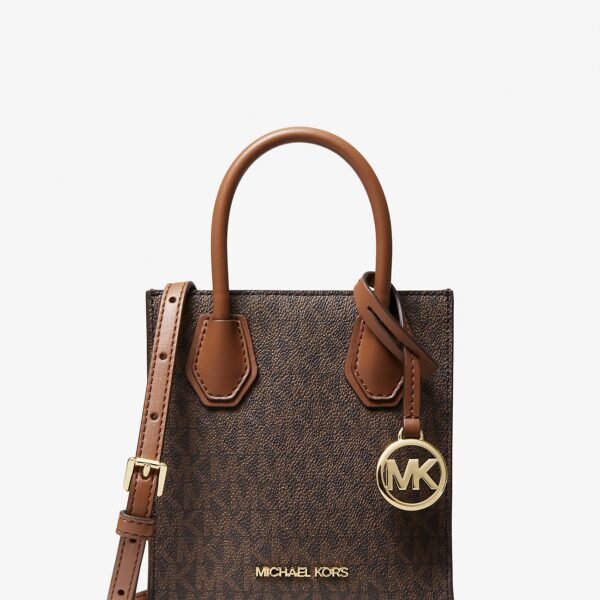 Michael Kors Mercer Extra-Small Logo and Leather Crossbody Bag BROWN