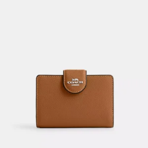Coach Medium Corner Zip Wallet Silver/Light Saddle
