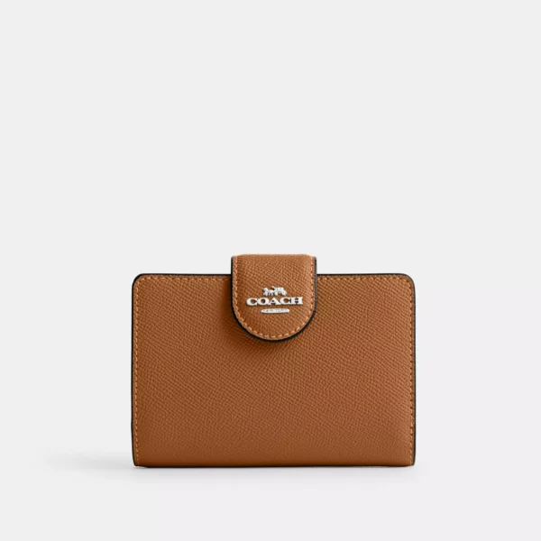 Coach Medium Corner Zip Wallet Silver Lt Saddle