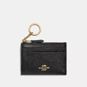 Coach Mini Skinny Id Case Crossgrain Leather/Gold/Black