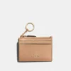 Coach Mini Skinny Id Case crossgrain leather Gold Taupe