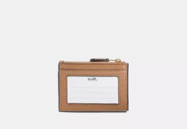 Coach Mini Skinny Id Case crossgrain leather Gold Taupe