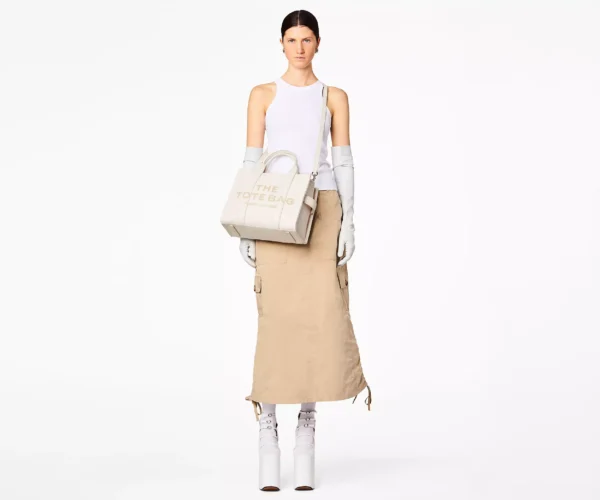 The Marc Jacobs Medium Tote Bag Leather Cotton Silver
