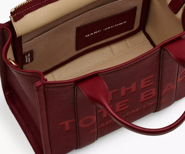 MJI_H009L01SP21_602_F8F8F8_1-1_ALT5 The Marc Jacobs Small Tote Bag Leather Cherry