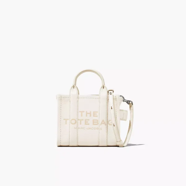 The Marc Jacobs Crossbody Tote Bag Leather Cotton Silver