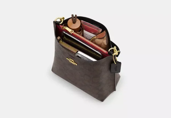Coach Mollie Bucket Bag 22 In Signature Canvas Brown Black