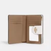 Coach Medium Corner Zip Wallet In Signature Canvas Gold Lt Khaki Chalk