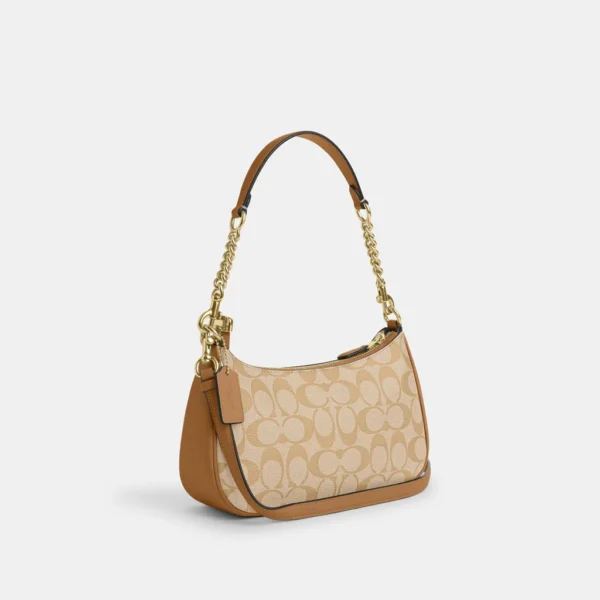 Coach Teri Shoulder Bag In Signature Canvas Khaki Saddle
