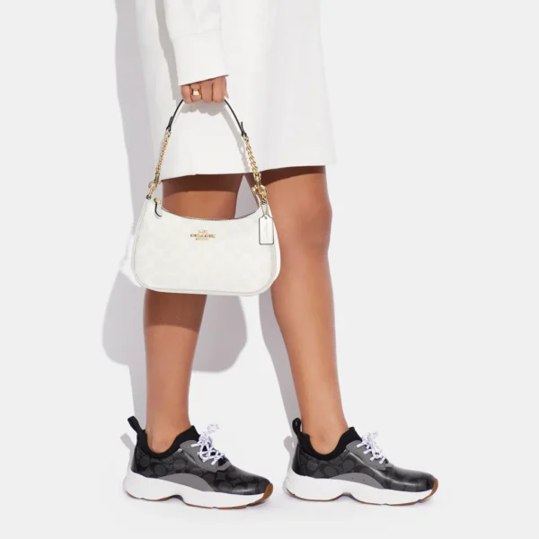 Coach Teri Shoulder Bag In Signature Canvas Chalk Glacierwhite