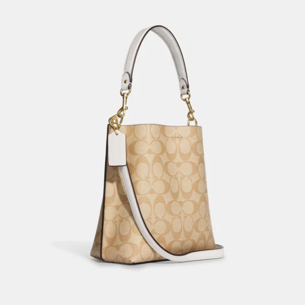 Coach Mollie Bucket Bag 22 In Signature Canvas Light Khaki Chalk