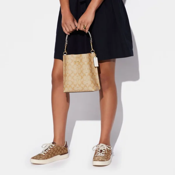 Coach Mollie Bucket Bag 22 In Signature Canvas Light Khaki Chalk