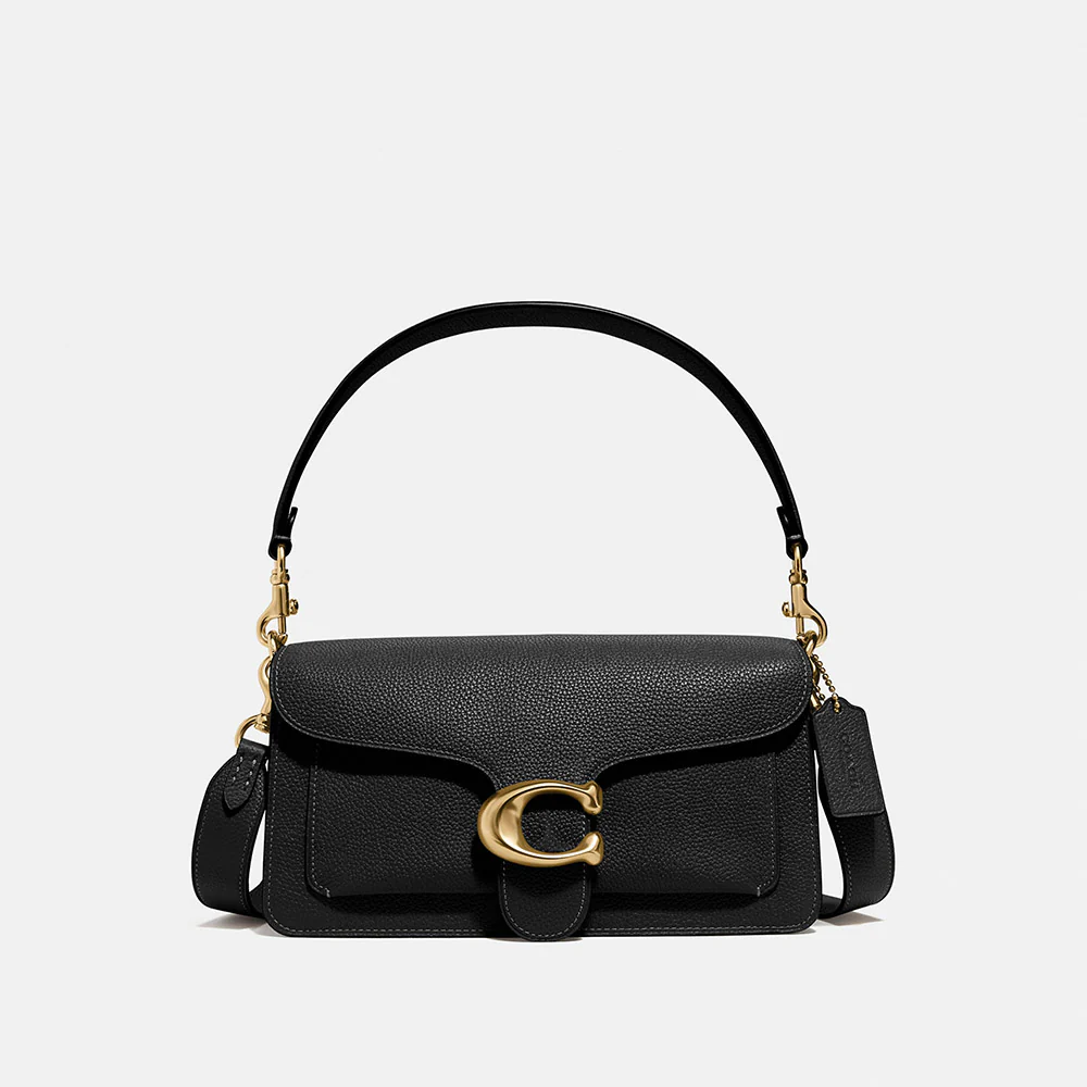Tabby Shoulder Bag 26 refined pebble leather Black Gold