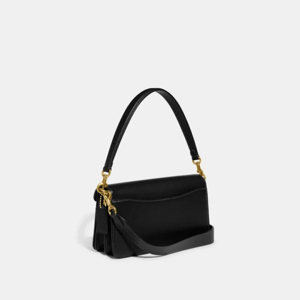 Coach Tabby Shoulder Bag 26 refined pebble leather Black Gold