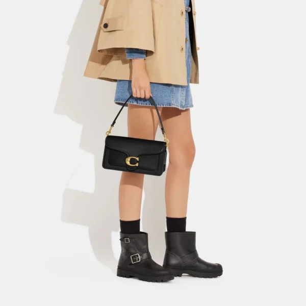 Coach Tabby Shoulder Bag 26 refined pebble leather Black Gold
