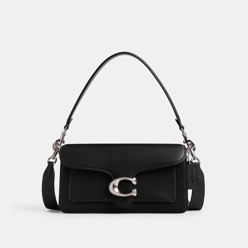Tabby Shoulder Bag 26 refined pebble leather Black Silver