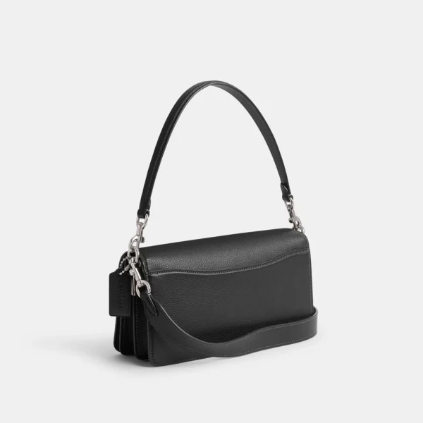 Coach Tabby Shoulder Bag 26 refined pebble leather Black Silver