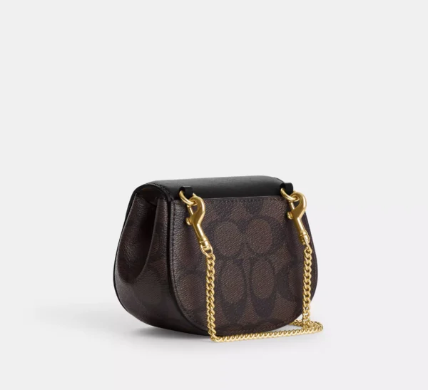 Coach Morgan Card Case On A Chain In Blocked Signature Canvas Walnut Black