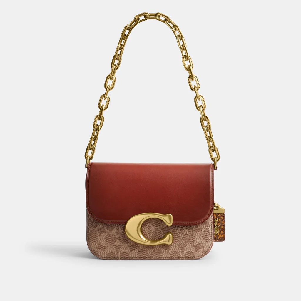 Coach Idol In Signature Canvas With Snakeskin Detail
