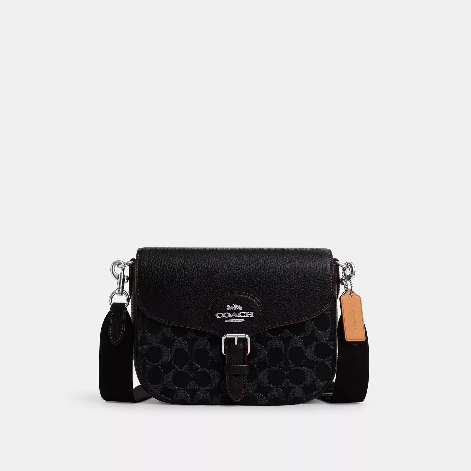 Coach Amelia Saddle Bag Leather In Signature Denim