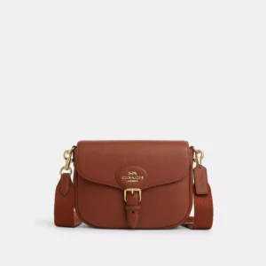 Coach Amelia Saddle Bag Leather Gold Redwood