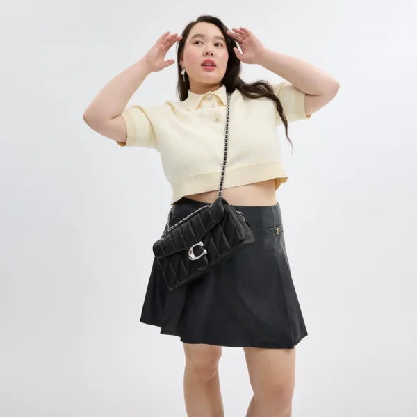 Coach Tabby Shoulder Bag 26 With Quilting Black Silver