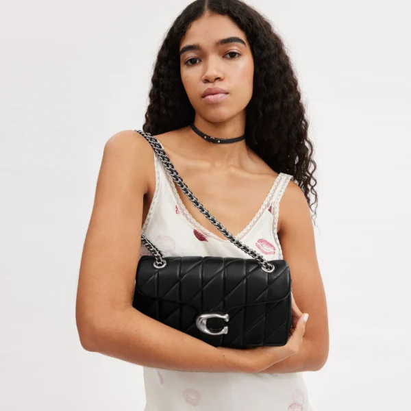 Coach Tabby Shoulder Bag 26 With Quilting Black Silver