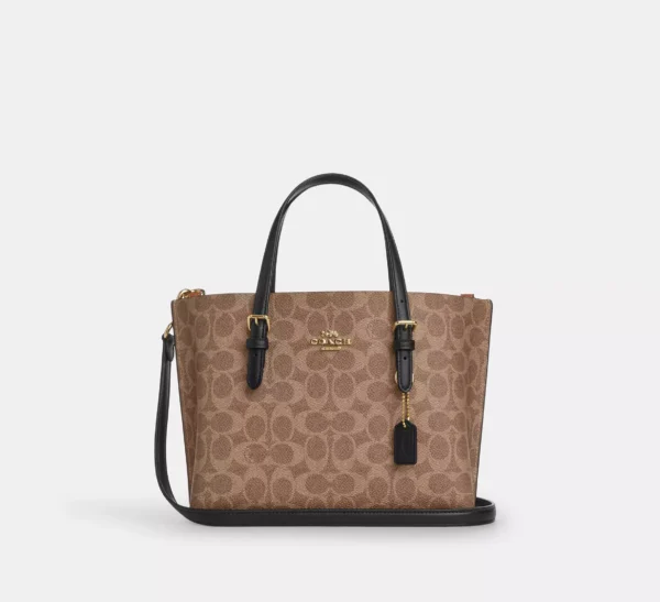 Coach Mollie Tote Bag 25 In Signature Canvas Tan Black