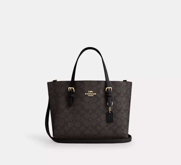 Coach Mollie Tote Bag 25 In Signature Canvas Walnut Black