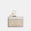 Coach Mini Skinny Id Case signature canvas Gold Sand Chalk