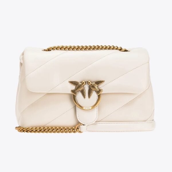Pinko Classic Love Bag Puff Maxi Quilt WHITE WHITE-ANTIQUE GOLD