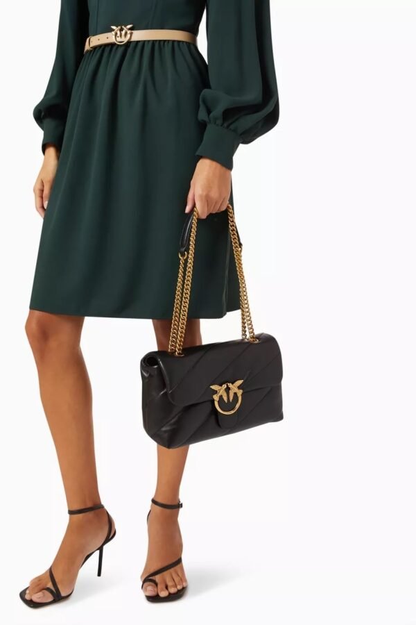 Pinko Classic Love Bag Puff Maxi Quilt BLACK-ANTIQUE GOLD