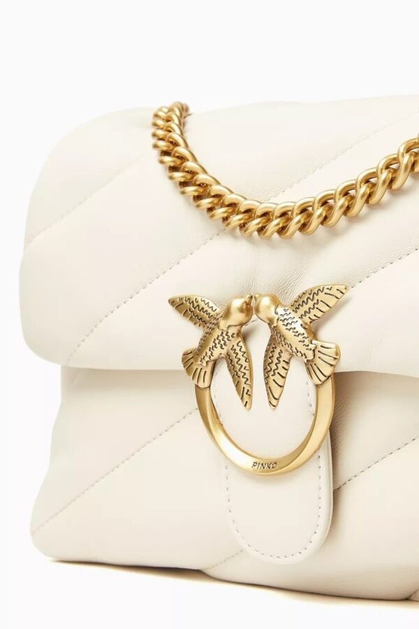 Pinko Classic Love Bag Puff Maxi Quilt WHITE WHITE-ANTIQUE GOLD