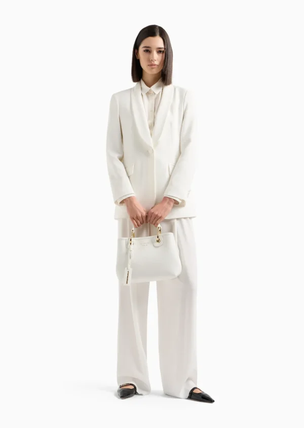 Emporio Armani Small MyEA shopper bag with deer print White Logo