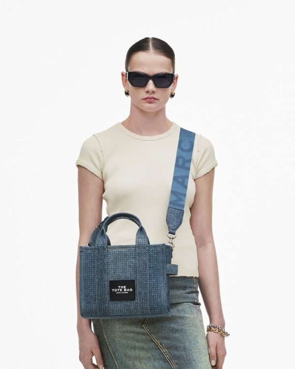 The Marc Jacobs Crystal Canvas Small Tote Bag crystal Denim
