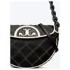 970092-3 Tory Burch MINI FLEMING SOFT CRESCENT BAG Black white stripe