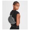 970092-5 Tory Burch MINI FLEMING SOFT CRESCENT BAG Black white stripe